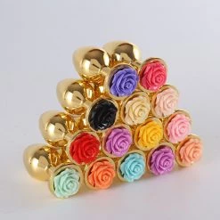 Mysite Rose Vibrators Rose Flower Stainless Steel Anal Plug