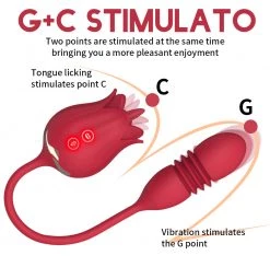 Mysite Thrusting Rose Vibrator For Women Dildo, Rose Clitoris Stimulator Tongue Licking Rose Vibrators