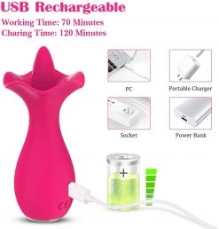 Mysite Rose Vibrators Rose Sex Toys Licking Tongue Waterproof Vibrator