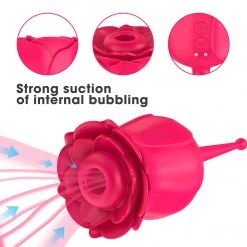 Mysite Rose Toys, Sucking Vibrator With Intense Suction 2 In 1 Vaginal Clitoris Stimulation Rose Vibrators