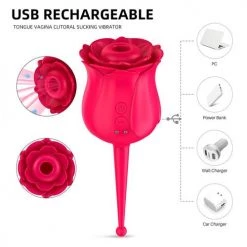 Mysite Rose Toys, Sucking Vibrator With Intense Suction 2 In 1 Vaginal Clitoris Stimulation Rose Vibrators