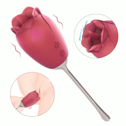 Mysite Silicone Rose Vibrator With Tongue Lickingfor Women Rose Vibrators