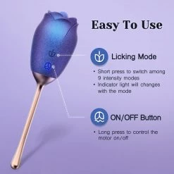 Mysite Silicone Rose Vibrator With Tongue Lickingfor Women Rose Vibrators