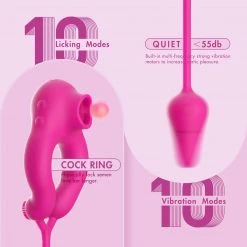 Sexlolo Remote 4 In 1 Vibrating Penis Ring With 10 Licking & Vibrating Modes