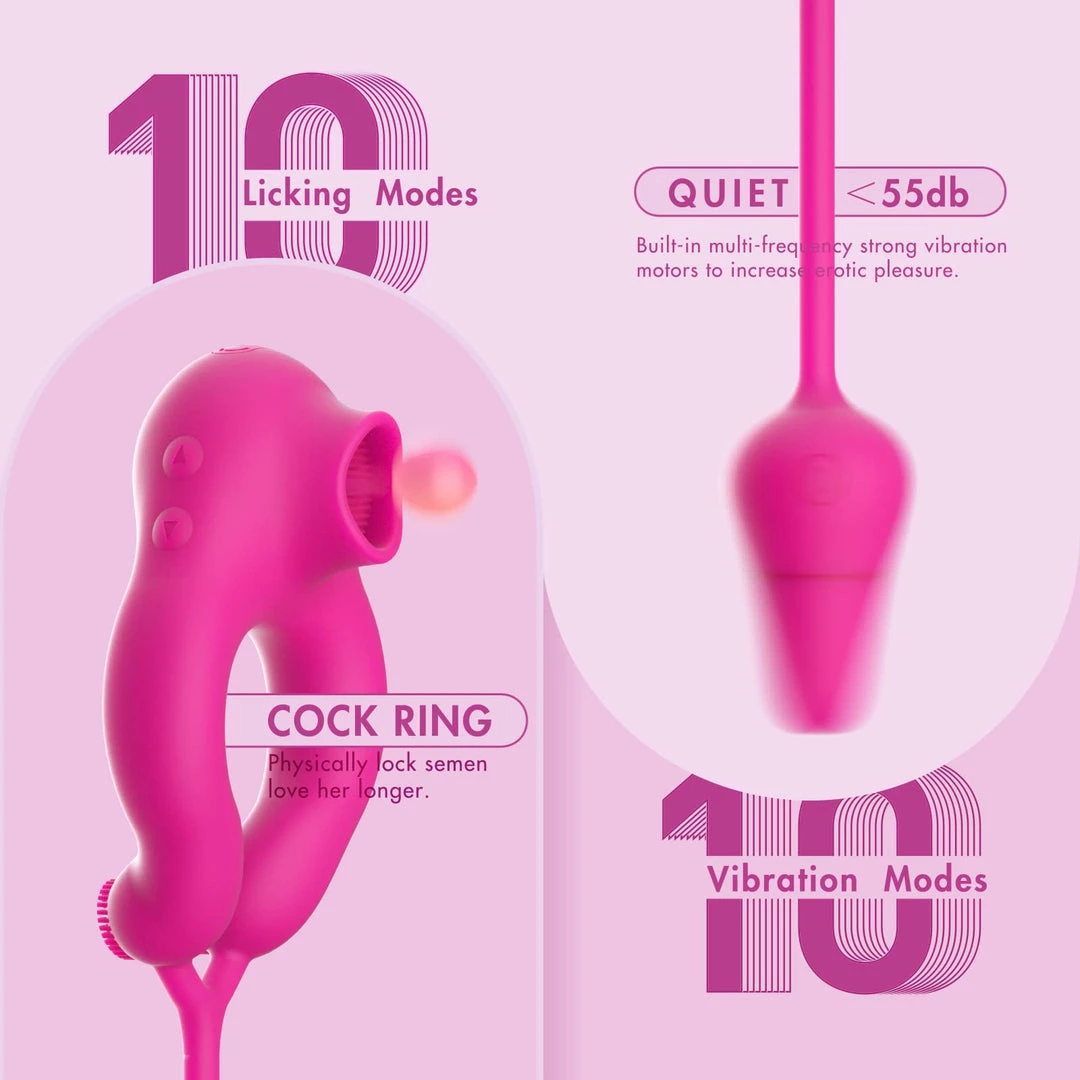 Sexlolo Remote 4 In 1 Vibrating Penis Ring With 10 Licking & Vibrating Modes 2 Sexlolo Remote 4 In 1 Vibrating Penis Ring With 10 Licking & Vibrating Modes