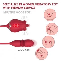 Mysite Thrusting Rose Vibrator For Women Dildo, Rose Clitoris Stimulator Tongue Licking Rose Vibrators