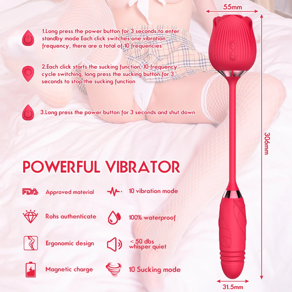 Mysite Rose Dual Sucking Vibrator Waterproof Sex Toy Rose Vibrators 6 Mysite Rose Dual Sucking Vibrator Waterproof Sex Toy Rose Vibrators