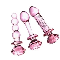 Mysite Glass Pink Rose Butt Plug Rose Vibrators