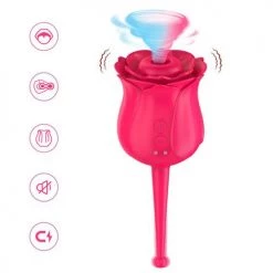 Mysite Rose Toys, Sucking Vibrator With Intense Suction 2 In 1 Vaginal Clitoris Stimulation Rose Vibrators