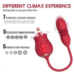 Mysite Thrusting Rose Vibrator For Women Dildo, Rose Clitoris Stimulator Tongue Licking Rose Vibrators