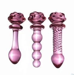 Mysite Glass Pink Rose Butt Plug Rose Vibrators
