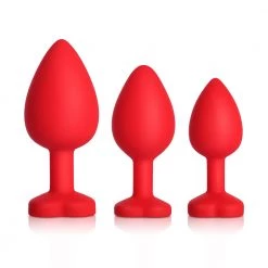 Mysite Yellow Gem Red Silicone Butt Plug Set Anal Toys