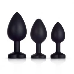 Mysite Red Gem Black Silicone Butt Plug Set