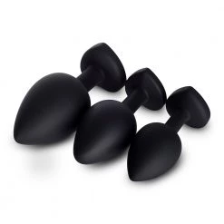 Mysite Red Gem Black Silicone Butt Plug Set 9 Mysite Red Gem Black Silicone Butt Plug Set