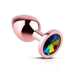 Mysite Rainbow Gem Rose Gold Metal Butt Plug