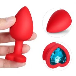 Mysite Blue Gem Red Silicone Butt Plug Set Anal Toys