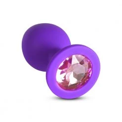 Mysite Anal Toys Light Pink Gem Purple Silicone Butt Plug