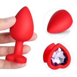 Mysite Light Purple Gem Red Silicone Butt Plug Set Anal Toys