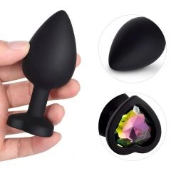 Mysite Rainbow Gem Black Silicone Butt Plug Set Anal Toys