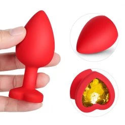 Mysite Yellow Gem Red Silicone Butt Plug Set Anal Toys