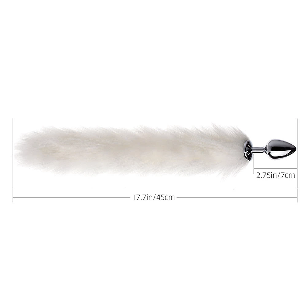 Mysite Long Fox Tail Butt Plug - White Fur 3 Mysite Long Fox Tail Butt Plug - White Fur