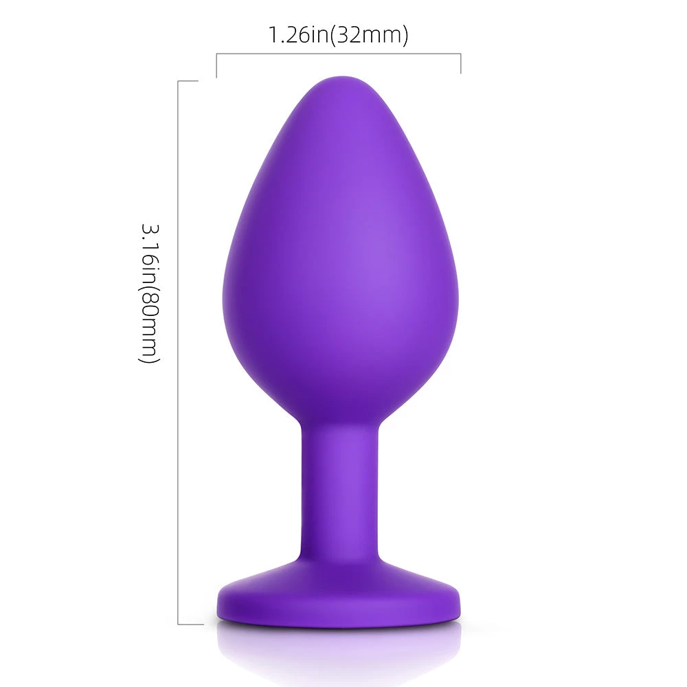 Mysite Pink Gem Purple Silicone Butt Plug Anal Toys 6 Mysite Pink Gem Purple Silicone Butt Plug Anal Toys