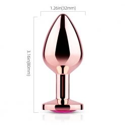 Mysite Pink Gem Rose Gold Metal Butt Plug Anal Toys