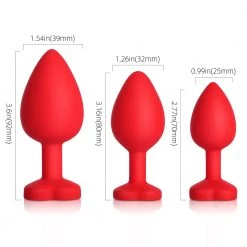 Mysite Yellow Gem Red Silicone Butt Plug Set Anal Toys