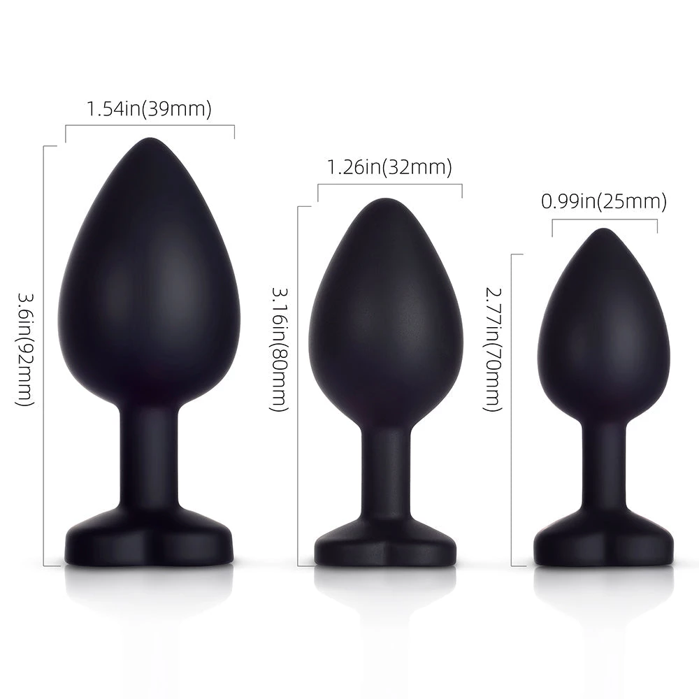 Mysite Red Gem Black Silicone Butt Plug Set 6 Mysite Red Gem Black Silicone Butt Plug Set