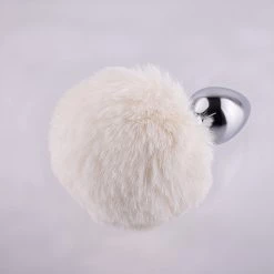 Mysite Anal Toys White Bunny Tail Butt Plug