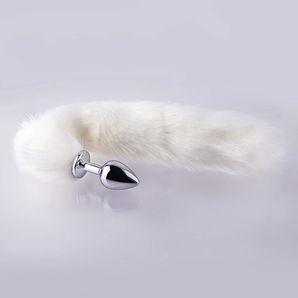 Mysite Long Fox Tail Butt Plug - White Fur 2 Mysite Long Fox Tail Butt Plug - White Fur