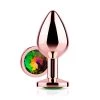 Mysite Rainbow Gem Rose Gold Metal Butt Plug