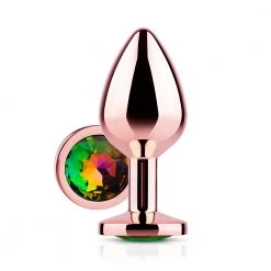 Mysite Rainbow Gem Rose Gold Metal Butt Plug