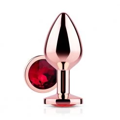 Mysite Red Gem Rose Gold Metal Butt Plug Anal Toys