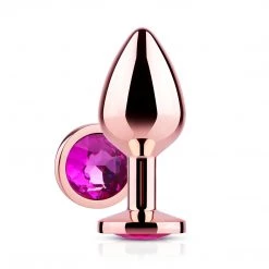 Mysite Pink Gem Rose Gold Metal Butt Plug Anal Toys