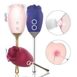 Mysite Silicone Rose Vibrator With Tongue Lickingfor Women Rose Vibrators