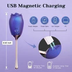 Mysite Silicone Rose Vibrator With Tongue Lickingfor Women Rose Vibrators