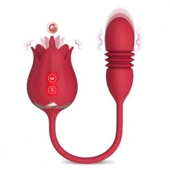 Mysite Thrusting Rose Vibrator For Women Dildo, Rose Clitoris Stimulator Tongue Licking Rose Vibrators